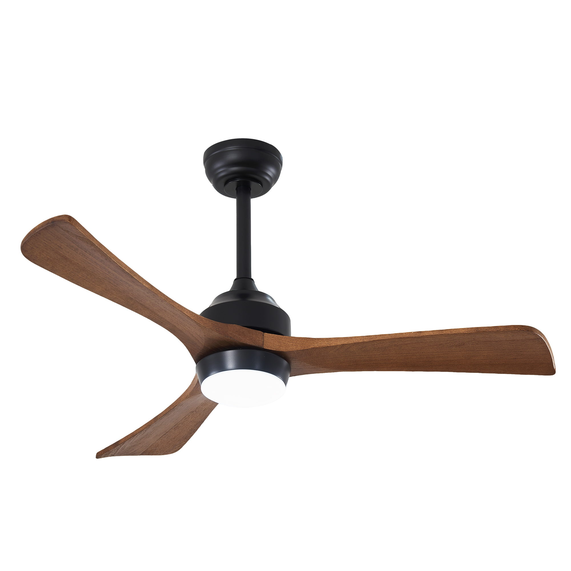 42" Solid Wood Blades Ceiling Fan with Lights Remote Control,Quiet DC Motor 3 Blade Ceiling Fans 6 Speed Levels,Reversible Ceiling Fan, for Patio Living Room, Bedroom, Office,Indoor, (Matte Black)